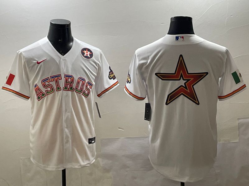 Men Houston Astros Blank White Mexico Game 2025 Nike MLB Jersey style 8